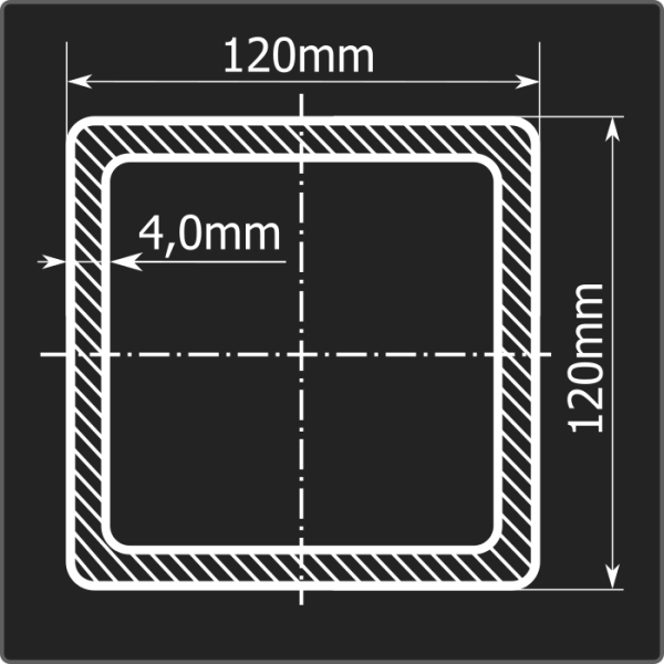 Труба проф. 120*120*4,0 ст.3сп Феррум 12м ГОСТ 13663-86