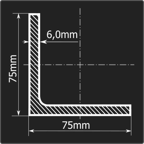 Угол 75*75*6,0 ст.3сп 12м ГОСТ 535-2005/ГОСТ 8509-93