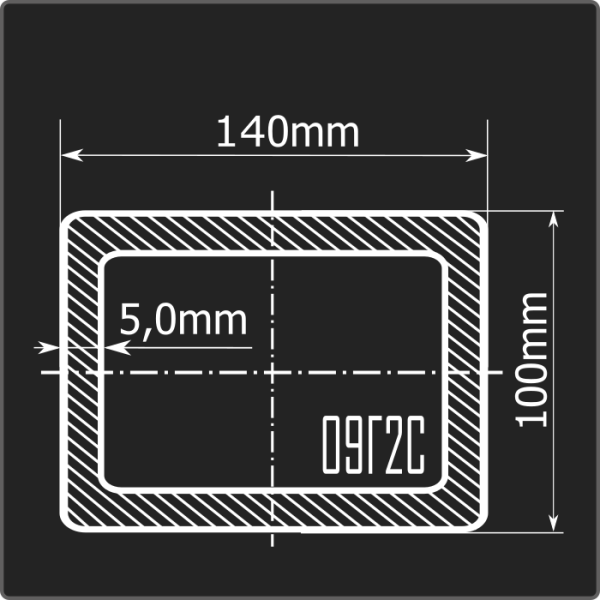 Труба проф. 140*100*5,0 09Г2С Феррум 12м ГОСТ 30245-2003