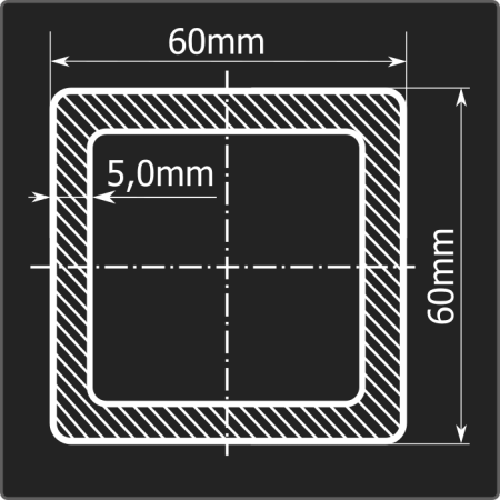 Труба проф. 60*60*5,0 ст.3сп 6м ГОСТ 13663-86