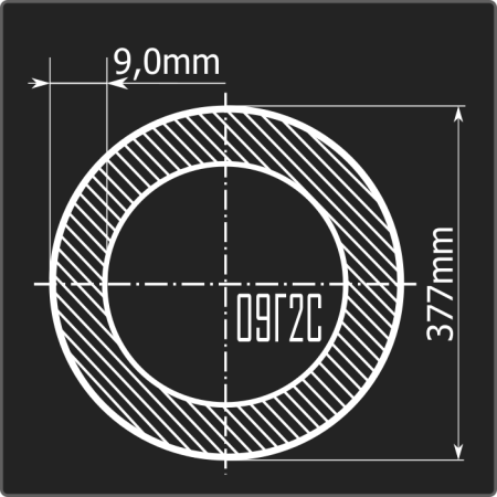 Труба электросварная 377*9,0 09Г2С 12м ГОСТ 20295-85