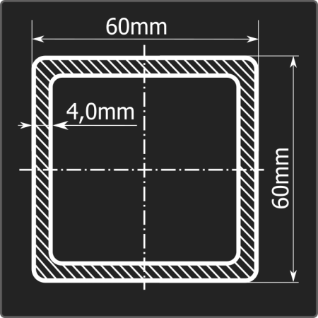 Труба проф. 60*60*4,0 ст.3сп Феррум 6м ГОСТ 13663-86