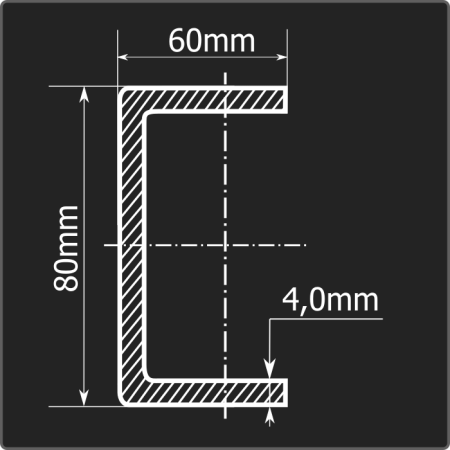 Швеллер холоднокатаный 80*60*4,0 ст.3пс Феррум 12м ГОСТ 8278-83