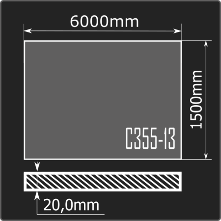 Лист горячекатаный 20*1500*6000 С355-13 ГОСТ 27772-2021