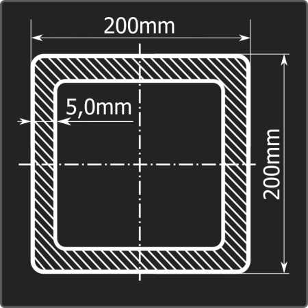 Труба проф. 200*200*5,0 ст.3сп Феррум 12м ГОСТ 30245-2003