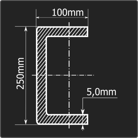 Швеллер холоднокатаный 250*100*5,0 ст.3пс Феррум 6м ГОСТ 8278-83
