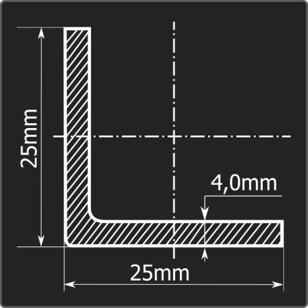 Угол холоднокатаный 25*25*4,0 ст.3пс Феррум 6м ГОСТ 19771-74