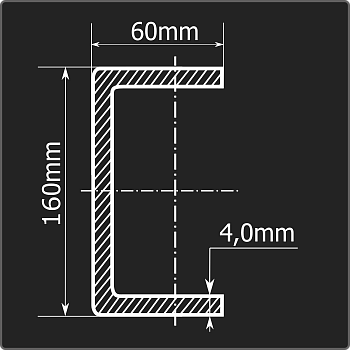 Швеллер холоднокатаный 160*60*4,0 ст.3пс Феррум 12м ГОСТ 8278-83