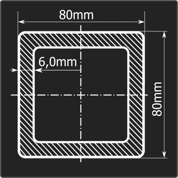 Труба проф. 80*80*6,0 ст.3сп 12м ГОСТ 13663-86
