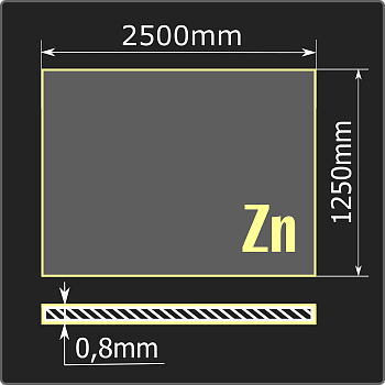 Лист оцинкованный 0,8*1250*2500 ст.08пс Кармет ГОСТ 14918-2020