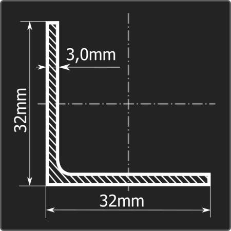 Угол 32*32*3,0 ст.3сп 6м ГОСТ 535-2005/ГОСТ 8509-93