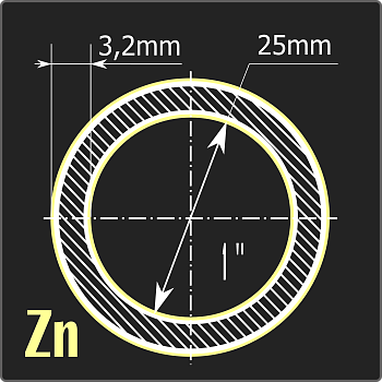 Труба ВГП оцинкованная 25*3,2 ст.2пс ГОСТ 3262-75 7,8м