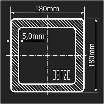 Труба проф. 180*180*5,0 09Г2С 12м ГОСТ 30245-2003