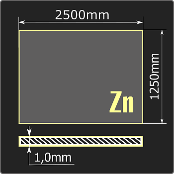 Лист оцинкованный 1,0*1250*2500 ст.08пс ММК ГОСТ 14918-2020