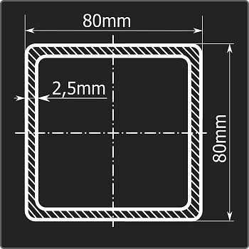 Труба проф. 80*80*2,5 ст.08пс Феррум 6м холоднокатаная ГОСТ 13663-86