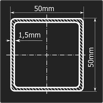 Труба проф. 50*50*1,5 ст.3сп Феррум 6м горячекатаная ГОСТ 13663-86