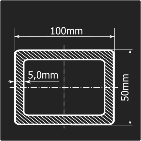 Труба проф. 100*50*5,0 ст.3сп Феррум 12м ГОСТ 13663-86 Стык