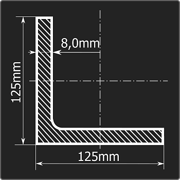 Угол 125*125*8,0 ст.3сп 12м ГОСТ 535-2005/ГОСТ 8509-93