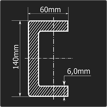 Швеллер холоднокатаный 140*60*6,0 ст.3пс Феррум 6м ГОСТ 8278-83
