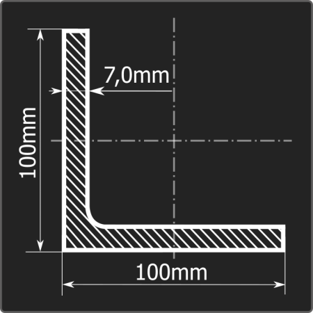Угол 100*100*7,0 ст.3пс 12м ГОСТ 535-2005/ГОСТ 8509-93