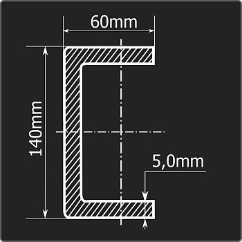 Швеллер холоднокатаный 140*60*5,0 ст.3пс Феррум 12м ГОСТ 8278-83