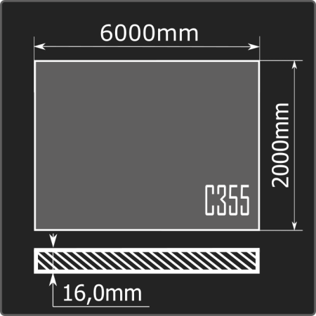 Лист горячекатаный 16*2000*6000 С355 ГОСТ 27772-2021