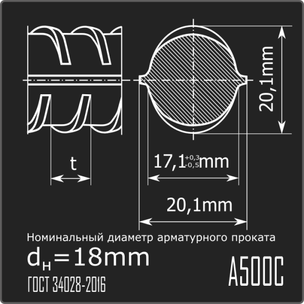 Арматура 18,0 А500С ГОСТ 34028-2016 12м