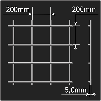 Сетка кладочная 200*200*5,0 (1,0*3,0) ТУ 25.93.13-001-03876796-2019