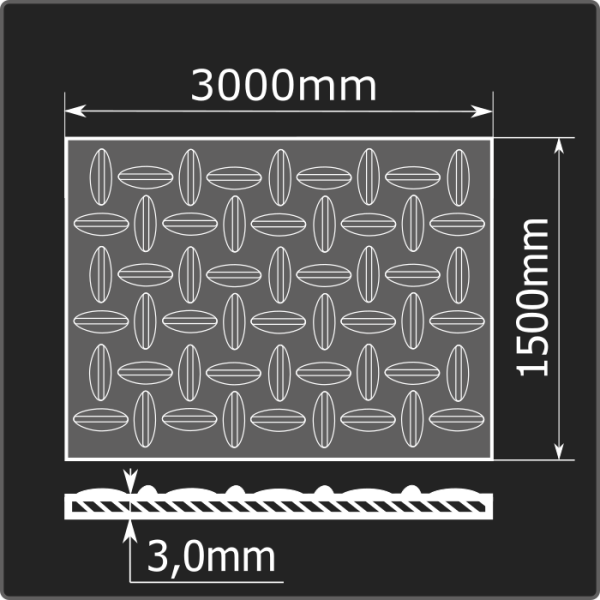 Лист рифленый 3,0*1500*3000 ст.3сп Феррум ГОСТ 8568-77 чечевица