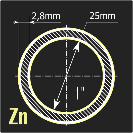 Труба ВГП оцинкованная 25*2,8 ст.3сп ГОСТ 3262-75 7,8м